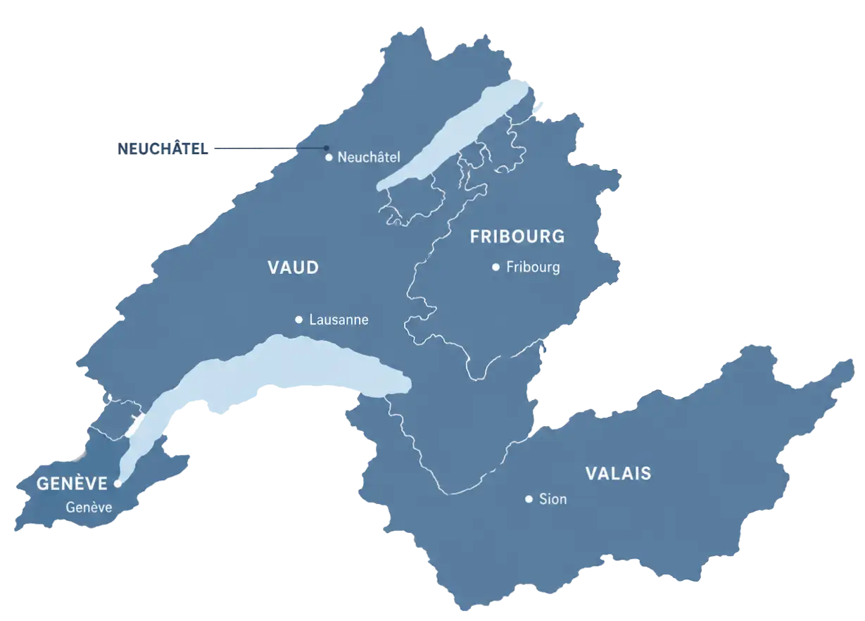 Carte Suisse Romande - Zone d'intervention Kastrati